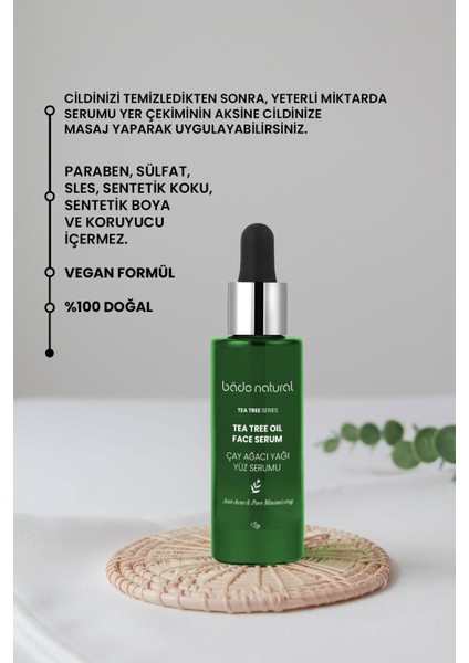 Bade Natural Çay Ağacı Akne Karşıtı Yüz Serumu 30 ml