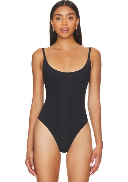 Kadın Siyah Ince Askılı Jarse Bodysuit