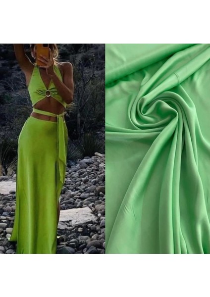 Double Saten Fıstık Yeşili