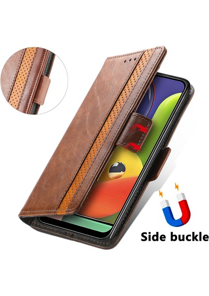 - 1383 Samsung Galaxy A50/A50S/A30S Için Kart Tutuculu Pu Deri Cüzdan Telefon Kılıfı - Kahverengi (Yurt Dışından) modelleri