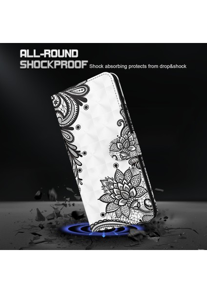 iPhone 15 Pro Max Pu Deri Flip Kapak, Strap ile Cüzdan Stand 3D Telefon Kılıfı (Yurt Dışından)