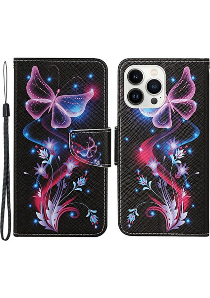 iPhone 15 Pro Max Pu Deri Cüzdan Kılıfı Stand Çapraz Doku Telefon Kapağı Kayışlı (Yurt Dışından)