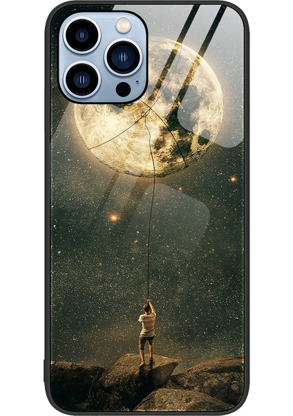 iPhone 15 Pro Back Cover Çizgiye Karşı Kara Çizelgeli Temsilli Cam+Pc+Tpu Telefon Kılıfı (Yurt Dışından)
