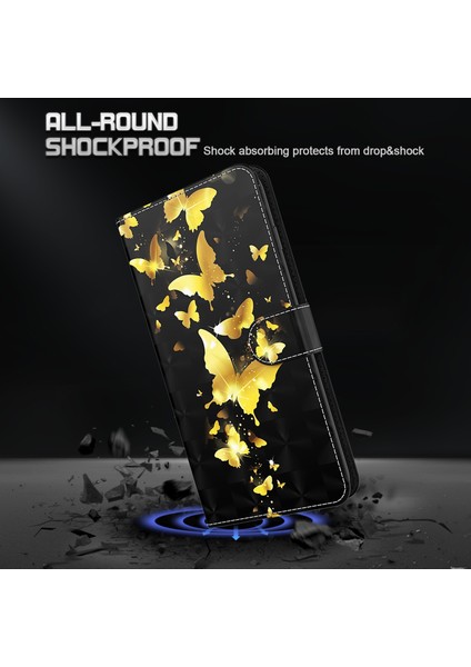 iPhone 15 Pro Cüzdan Kılıfı, 3D Pu Deri Stand Telefon Kapağı Kayışlı (Yurt Dışından)