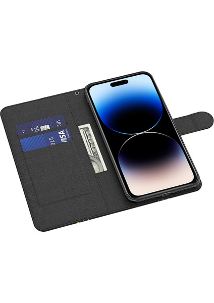 iPhone 15 Pro Cüzdan Kılıfı, 3D Pu Deri Stand Telefon Kapağı Kayışlı (Yurt Dışından)