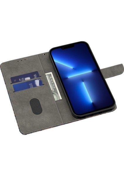 iPhone 15 Pro Pu Deri Telefon Kılıfı 3D Cüzdan Stand Koruyucu Kapak (Yurt Dışından)