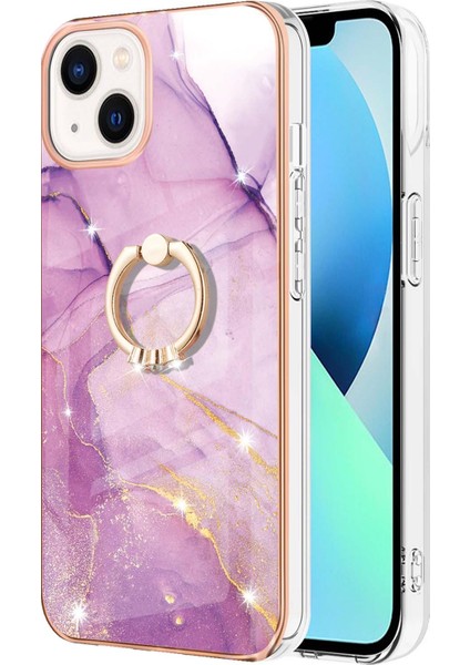 iPhone 15 Elektrokaplama Telefon Kılıfı, Kickstand Imd Mermer Tpu Telefon Kapağı (Yurt Dışından)