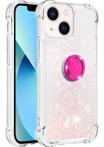 iPhone 15 Glitter Sparkle Şok Geçirmez Kapak Yüzüğü Kickstand Tpu Telefon Kılıfı (Yurt Dışından)