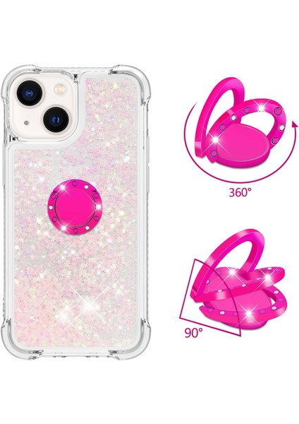 iPhone 15 Glitter Sparkle Şok Geçirmez Kapak Yüzüğü Kickstand Tpu Telefon Kılıfı (Yurt Dışından) modelleri
