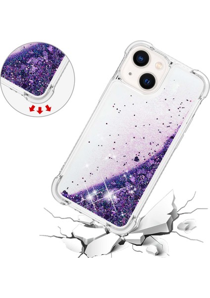 iPhone 15 Sevimli Işıltı Akan Telefon Kasası Şok Geçirmez Korumalı Yumuşak Tpu Kapağı (Yurt Dışından)