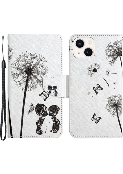 iPhone 15 Cüzdan Kılıfı Pu Deri Çapraz Doku Stand Telefon Kapağı Kayış (Yurt Dışından)