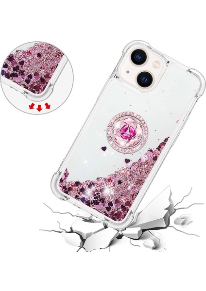 iPhone 15 Glitter Sparkle Şok Geçirmez Kapak Yüzüğü Kickstand Tpu Telefon Kılıfı (Yurt Dışından) indirimleri