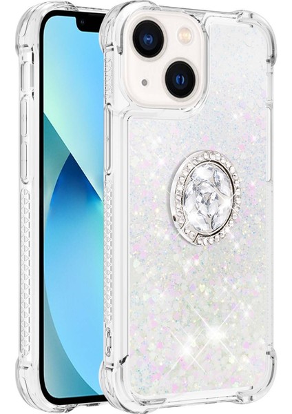 iPhone 15 Glitter Sparkle Şok Geçirmez Kapak Yüzüğü Kickstand Tpu Telefon Kılıfı (Yurt Dışından)