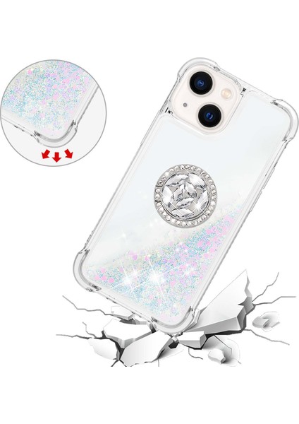 iPhone 15 Glitter Sparkle Şok Geçirmez Kapak Yüzüğü Kickstand Tpu Telefon Kılıfı (Yurt Dışından) indirimleri