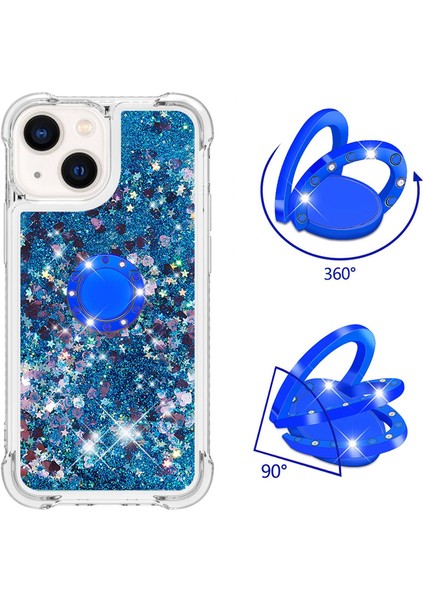 iPhone 15 Glitter Sparkle Şok Geçirmez Kapak Yüzüğü Kickstand Tpu Telefon Kılıfı (Yurt Dışından)