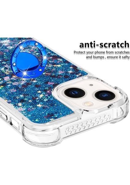 iPhone 15 Glitter Sparkle Şok Geçirmez Kapak Yüzüğü Kickstand Tpu Telefon Kılıfı (Yurt Dışından)