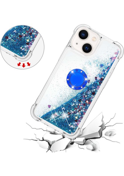 iPhone 15 Glitter Sparkle Şok Geçirmez Kapak Yüzüğü Kickstand Tpu Telefon Kılıfı (Yurt Dışından)