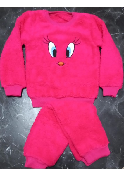 Kız Çocuk Welsoft Peluş Civciv Figürlü Pijama Takımı