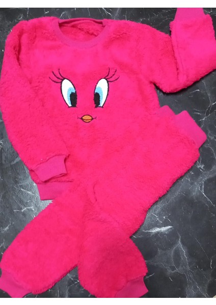 Kız Çocuk Welsoft Peluş Civciv Figürlü Pijama Takımı
