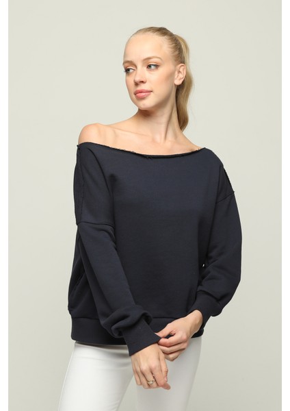 Kadın Düşük Omuzlu Uzun Kollu Örme Sweatshirt modelleri