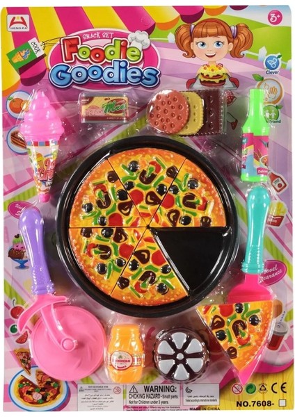 Berattoys 17 Pcs Kesilen Pizza Oyuncak Tepsili Pizza Oyuncak Mutfak Seti Evcilik Oyuncakları