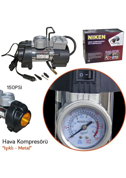 Hava Kompresörü 150 Psi Pro Metal Gövde Işıklı 025 001 05 01 Kompresörler