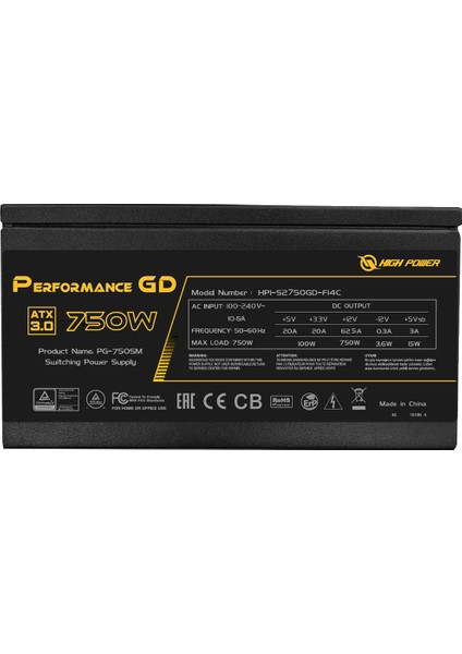 High Power Performans Serisi 750W 80+Gold Atx 3.0 & Pcıe 5.0 Güç Kaynağı (HP1-S2750GD-F14C)