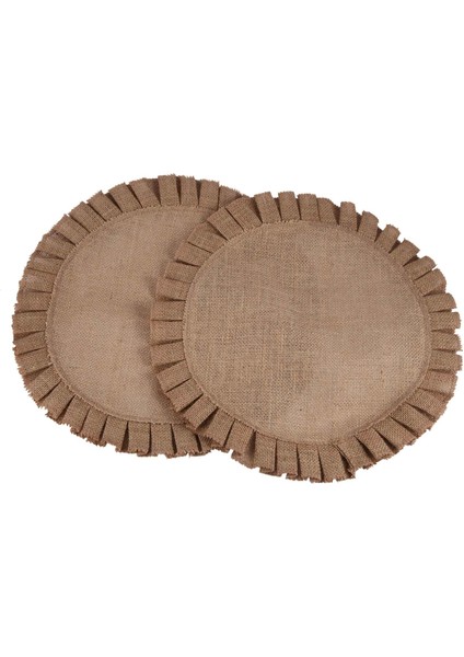 Rustik Çiftlik Evi Çuval Bezi Yuvarlak Placemats 4'lü Set, Boyut 15 Inç Çap (Yurt Dışından)