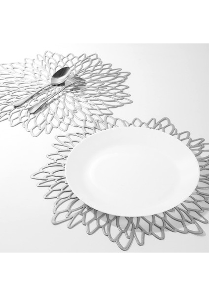 Stil Masa Dekorasyon Mat Hibiscus Çiçek Bronzlaştırıcı Pvc Servis Altlığı Gümüş 6 Parça (Yurt Dışından) modelleri