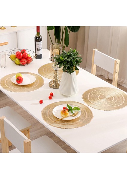 Masa Dekorasyonu Için Placemats Iskandinav Tarzı Yuvarlak Yemek Tabakları Pvc Mat Coaster Bardak Tutucu Gümüş (Yurt Dışından)