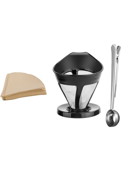 Yeniden Kullanılabilir Tek Fincan Tek Kullanımlık Kağıt Filtre Öğütücü Aracı Siyah ile Kahve Bira Kahve Damlatıcı Üzerine Dökün (Yurt Dışından)