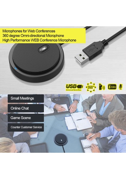 Toplantı Iş Konferansı Bilgisayar Dizüstü Pc Sesli Sohbet Canlı Için USB Çok Yönlü Kondenser Mikrofon Mikrofon (Yurt Dışından)