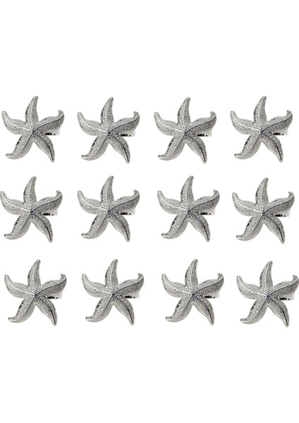 Denizyıldızı Peçete Halkaları 12 Gümüş Denizcilik Yaz Düğün Plaj Masa Dekor (Yurt Dışından)