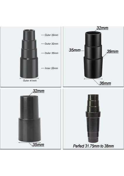 Vakum Hortumu Adaptörü 1-1/4ın Veya 1-1/2ın Hortum Konektörü Redüktörü 35MM/38MM/42MM'DEN 32MM'YE 1 3/8 In'den 1 1/4 In'e (Yurt Dışından)