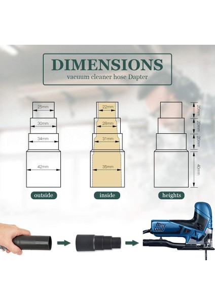 Evrensel Elektrikli Süpürge Elektrikli Alet Adaptörü, 8 Pcs Vakum Hortumu Adaptörü Toz Emme Elektrikli Süpürge Için Redüktör Hortumu (Yurt Dışından)