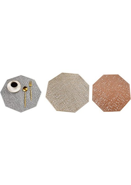 Pvc Placemats Kesme Asılabilir Mat Sekizgen Hollow Sigara Yemek Masası Paspaslar Coaster Ev Masa Dekorasyonu Gül Gümüş (Yurt Dışından)