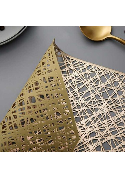 Pvc Placemats Kesme Asılabilir Mat Sekizgen Hollow Sigara Yemek Masası Paspaslar Coaster Ev Masa Dekorasyonu Gül Gümüş (Yurt Dışından)