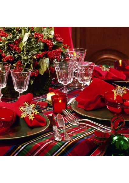 Altın Peçete Halkaları 6'lı Set, Noel Geyiği ve Noel Tatil Partisi Düğün Için Kar Taneleri Peçete Halkaları (Yurt Dışından)