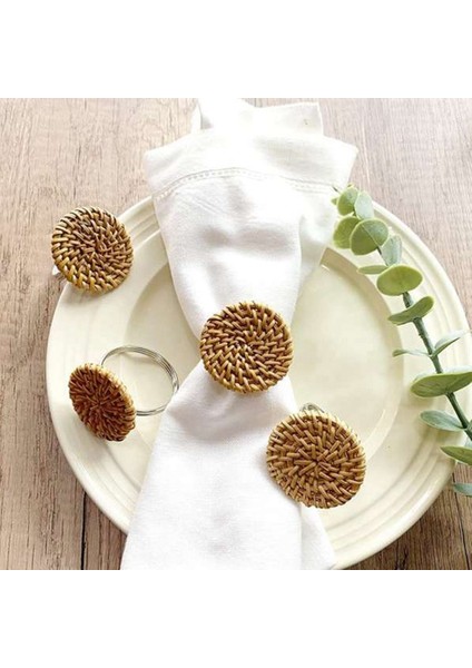 Güz Peçete Halkaları 12'li Set, Masa Ayarı Için Vintage Peçete Halkası, Düğün Için El Yapımı Rattan Peçete Halkaları Tutucu (Yurt Dışından) fiyatları