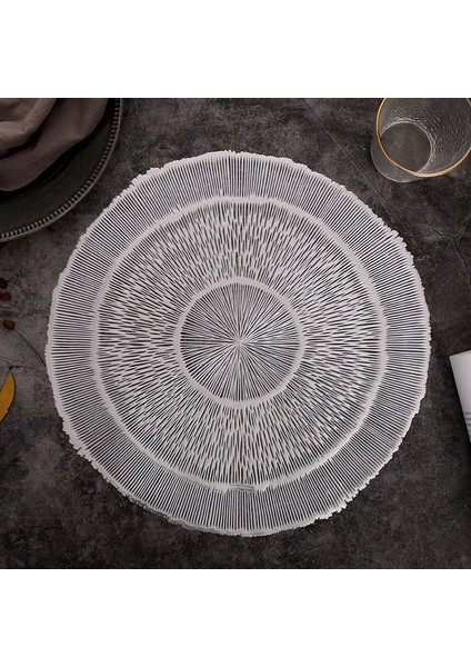 Masa Dekorasyonu Için Placemats Iskandinav Tarzı Yuvarlak Yemek Tabakları Pvc Mat Coaster Bardak Tutucu Gümüş (Yurt Dışından)