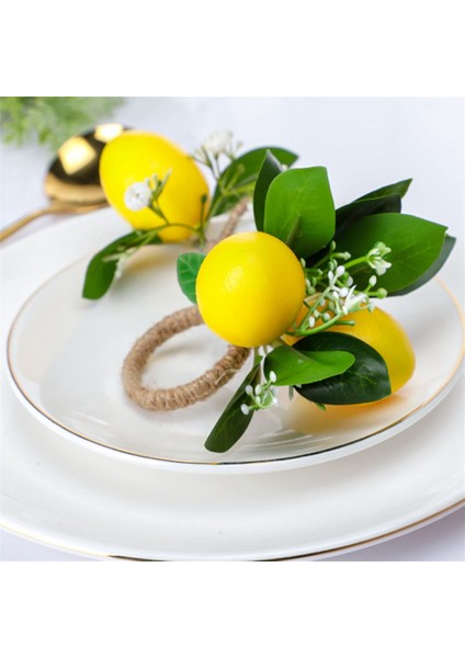Limon Peçete Halkaları 6 Limon Asma Yaprağı Peçete Sahipleri Set Yemek Masası Süsü Ziyafet Düğün Doğum Günü Noel B (Yurt Dışından)