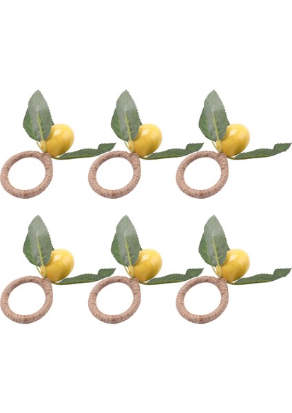 Peçete Halkaları 6'lı Set, Dekoratif Limon Asma Yaprağı Peçete Halkaları, Yemek Masası Ayarı Sarı Peçete Toka Peçete Tutucular (Yurt Dışından)