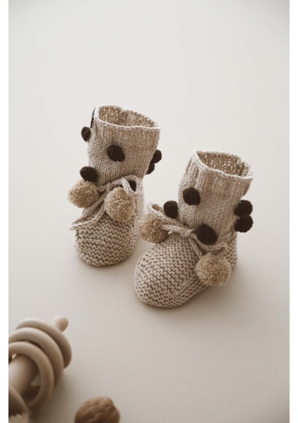 Ponponlu Örgü Patik Bebek 0-12 Ay fiyatları