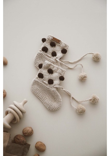 Ponponlu Örgü Patik Bebek 0-12 Ay modelleri
