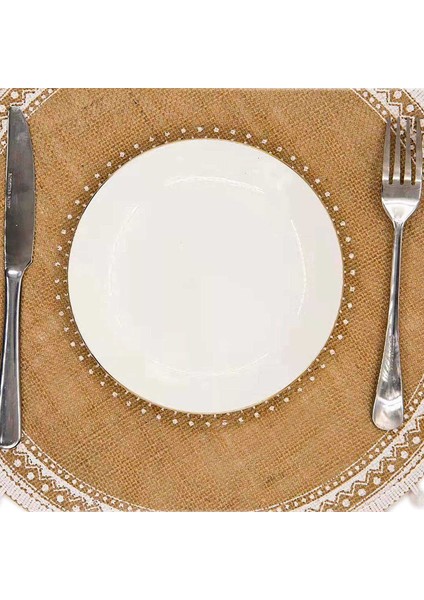 Yuvarlak Placemats 4'lü Set, Yemek Odası Mutfak Masa Dekoru Için Ponponlu Boho Dokuma Masa Paspasları (Beyaz Top) (Yurt Dışından)