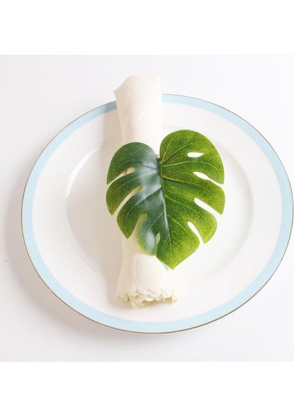 Monstera Peçete Halkaları 10'lu Set, Sahte Palmiye Ağacı Peçete Halkası, Masa Ayarı Için Yeşil Yaprak Peçete Tokaları Tutucu (Yurt Dışından) indirimleri