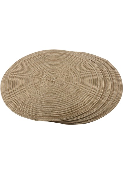 Yuvarlak Örgülü Placemats Ev Düğün Parti Için Yıkanabilir Mutfak Masa Placemats 36CM (Kahve Rengi, 4 Adet) (Yurt Dışından)