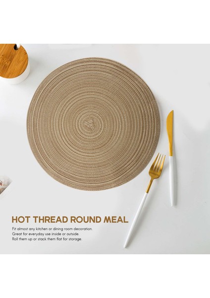 Yuvarlak Örgülü Placemats Ev Düğün Parti Için Yıkanabilir Mutfak Masa Placemats 36CM (Kahve Rengi, 4 Adet) (Yurt Dışından)
