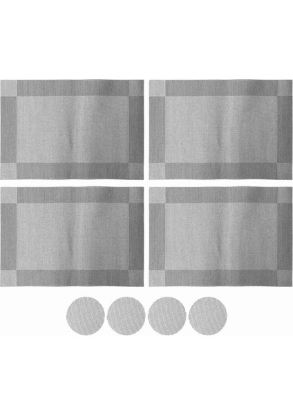 4'lü Servis Altlığı + 4 Bardak Altlığı ile Silinebilir Servis Altlığı 8'li Set, Servis Altlıkları Yıkanabilir, Su Geçirmez Pvc, Aşınmaya Dirençli Servis Altlığı (Yurt Dışından)