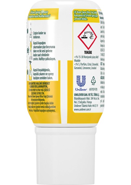Krem Sprey Konsantre Ultra Yağ Çözücü Limon 70 ml